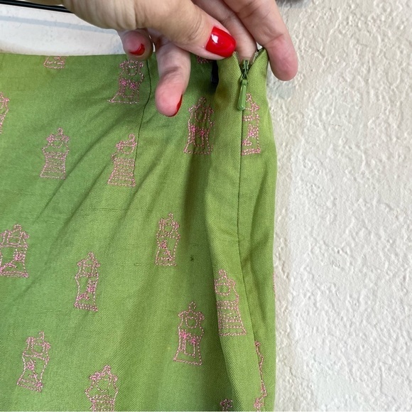 Worth Vintage Green Silk Side Zip Skinny Ankle Pants Size 8 - Picture 4 of 6